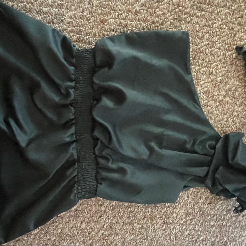Dark green silky Charlotte Russe one shouldered top